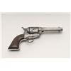 Image 1 : Colt Single Action Army, .44-40, 4 ¾” etched panel  barrel, Nickel finish, wood grips, S/N 80696.  T