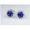 Image 2 : Exceptional ladies earrings set with two round  Fine Ceylon color Sapphires weighing 5.17 carats  an