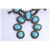 Image 1 : Beautiful large older turquoise and silver squash  blossom necklace with near gem quality stones;  g