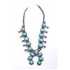 Image 3 : Beautiful large older turquoise and silver squash  blossom necklace with near gem quality stones;  g
