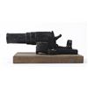 Image 2 : Un-Marked Trap gun, .60 caliber, 4.75" barrel.  Unmarked trap gun. Mounted on wooden base.  Est:$200