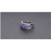 Image 2 : One contemporary design ring in 18k white gold set  with amethyst and diamonds Est:$500-600