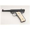 Image 3 : Ruger MK II William Ruger Commemorative pistol,  .22 L.R., 4 ¾” barrel, blue finish, faux checkered 
