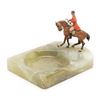 Image 3 : Stone ashtray with bronze horse and rider ready  for the fox hunt.   Est.:  $150-$300.