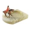 Image 4 : Stone ashtray with bronze horse and rider ready  for the fox hunt.   Est.:  $150-$300.