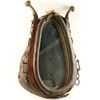 Image 1 : Horse collar mirror measuring 31” tall. Shows age  and would be great for rustic western décor. Est.