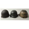 Image 1 : Lot of 3 military helmets including a good  reproduction of an SS helmet, possibly a movie  prop; a 