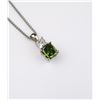 Image 1 : Brilliant Green and white diamond pendant  featuring a 1.34 carat cushion cut color enhanced  Fancy 