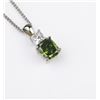 Image 4 : Brilliant Green and white diamond pendant  featuring a 1.34 carat cushion cut color enhanced  Fancy 