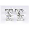 Image 2 : Dazzling high quality diamond earrings set with  two fine PRINCESS cut diamonds weighing 1.10  carat