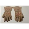 Image 1 : Pair of Indian quill work decorated Ladies  gauntlets on buckskin with sack cloth interior;  pre-191
