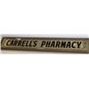 Image 2 : Fancy framed glass sign announcing “CARRELL’S  PHARMACY”, ca. 1930’s; approximately 7” x  43” in  ov