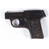 Image 2 : **Mossberg Brownie Pistol, .22 caliber, 2.5" 4  shot barrel, S/N 23296. carved floral design  wooden