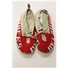Image 3 : Beaded Moccasins with University of Oklahoma  motifs, last 50 years. Est:$150-300