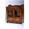 Image 1 : Wood English smoking wall cabinet with 4 drawers  inside and glass doors; approximately 18” in  heig