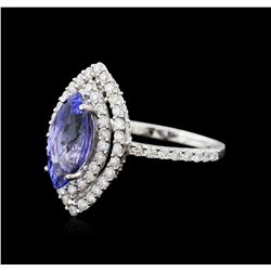 14KT White Gold 1.64ct Tanzanite and Diamond Ring
