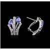 Image 2 : 14KT White Gold 2.54ctw Tanzanite and Diamond Earrings