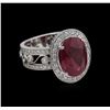 Image 1 : 7.00ct Ruby and Diamond Ring - 14KT White Gold