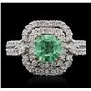 Image 2 : 14KT White Gold 1.24ct Emerald and Diamond Ring