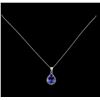 Image 2 : 4.90ct Tanzanite and Diamond Pendant With Chain - 14KT White Gold