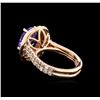 Image 3 : 4.20ct Tanzanite and Diamond Ring - 14KT Rose Gold
