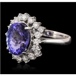 14KT White Gold 3.88ct Tanzanite and Diamond Ring