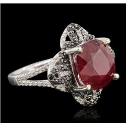 14KT White Gold 6.87ct Ruby and Diamond Ring