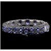 Image 2 : 9.40ctw Tanzanite and Diamond Bracelet - 14KT White Gold