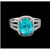 Image 2 : 4.23ct Apatite and Diamond Ring - 14KT White Gold