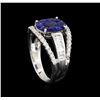 Image 4 : 1.10ct Blue Sapphire and Diamond Ring - 18KT White Gold