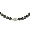Image 2 : Tahitian Cultured Pearl Necklace With Diamond Clasp