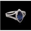Image 1 : 1.50ct Blue Sapphire and Diamond Ring - 14KT White Gold