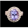 Image 2 : 6.04ct Tanzanite and Diamond Ring - 14KT Rose Gold