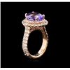 Image 4 : 6.04ct Tanzanite and Diamond Ring - 14KT Rose Gold
