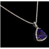Image 3 : 14KT White Gold GIA Certified 46.34ct Tanzanite and Diamond Pendant With Chain
