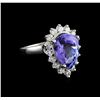 Image 1 : 5.89ct Tanzanite and Diamond Ring - 14KT White Gold