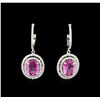 Image 1 : 2.75ctw Pink Sapphire and Diamond Earrings - 14KT White Gold
