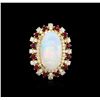 Image 2 : 8.19ct Opal, Ruby and Diamond Ring - 14KT Yellow Gold