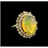 Image 1 : 12.07ct Opal and Diamond Ring - 14KT Yellow Gold