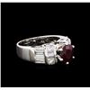 Image 1 : 1.26ct Ruby and Diamond Ring - 14KT White Gold