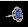 Image 1 : 14KT White Gold 3.20ct Tanzanite and Diamond Ring