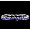 Image 2 : 19.90ctw Tanzanite and Diamond Bracelet - 14KT White Gold