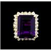 Image 2 : 13.15ct Amethyst and Diamond Ring - 14KT Yellow Gold