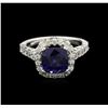 Image 2 : 3.00ct Blue Sapphire and Diamond Ring - 14KT White Gold