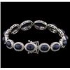 Image 2 : 35.86ctw Sapphire and Diamond Bracelet - 14KT White Gold