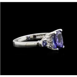 1.78ct Tanzanite, Blue Sapphire and Diamond Ring - 14KT White Gold