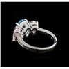 Image 3 : 3.56ct Aquamarine, Morganite and Diamond Ring - 18KT White Gold