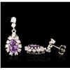 Image 2 : 14KT White Gold 2.72ctw Amethyst and Diamond Earrings