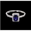 Image 2 : GIA Cert 0.97ct Sapphire and Diamond Ring - 14KT White Gold