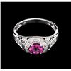 Image 2 : 0.64ct Pink Sapphire and Diamond Ring - 18KT White Gold